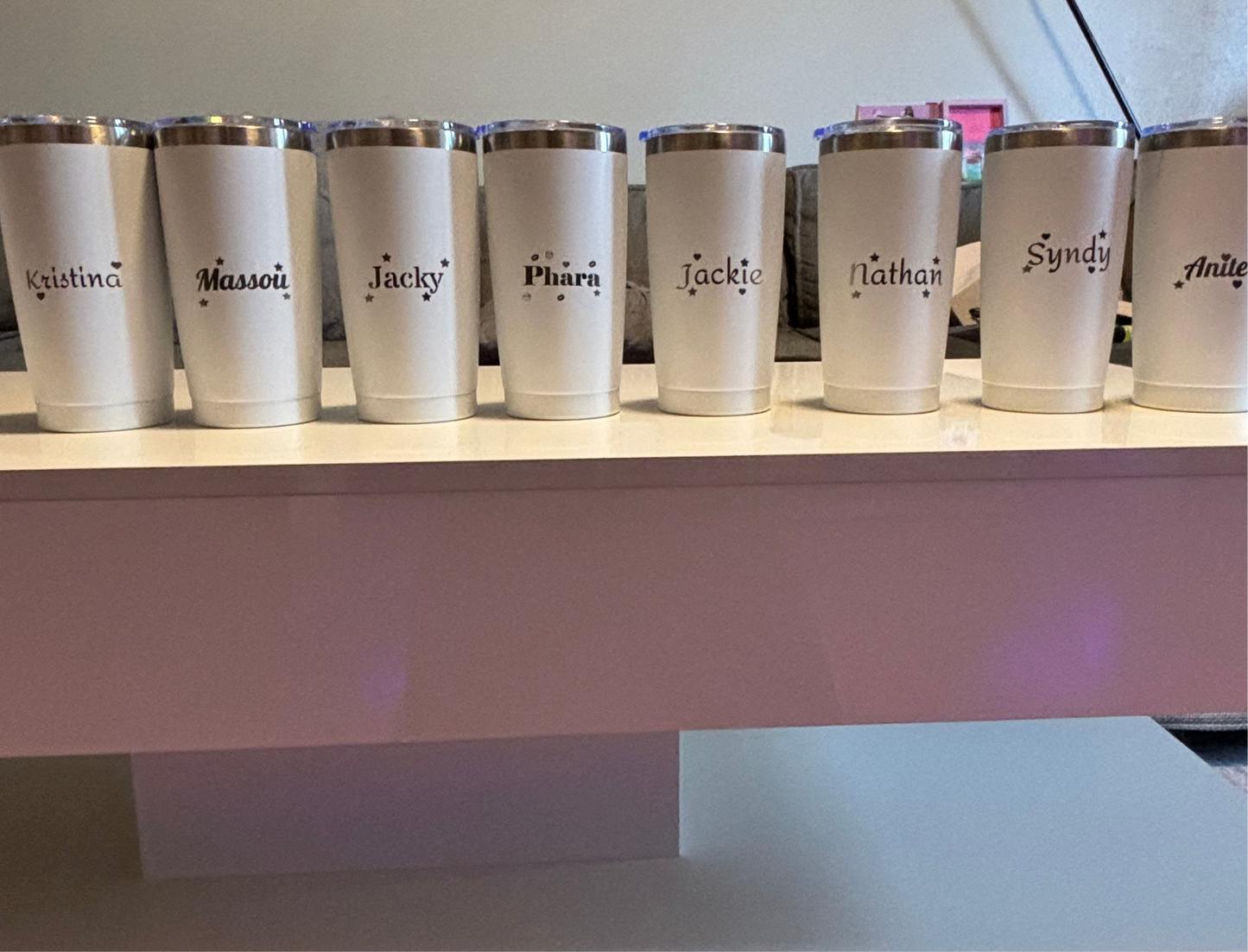 Personalized 20oz tumblers “All I want for the Christmas is more coffee”