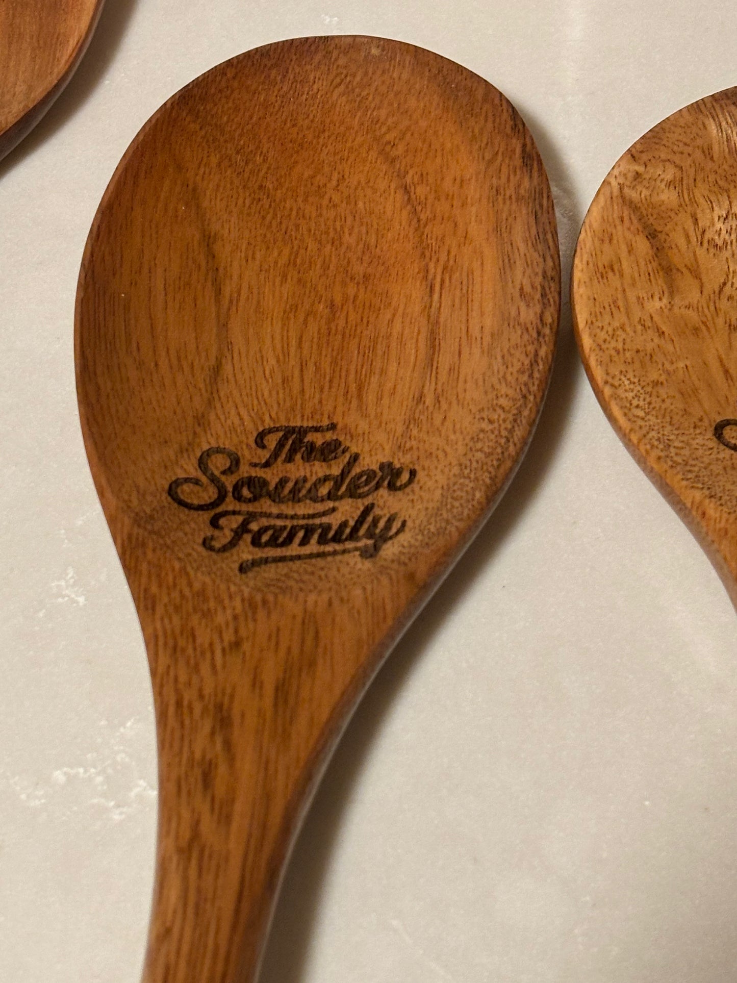 Personalized Wooden kitchen utensils with holder.